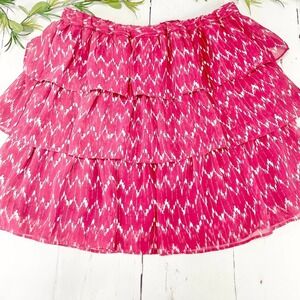 GAP Burgundy and White Tiered Flare Skirt